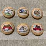 かわいいネコさんのくるみボタンマグネット