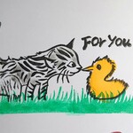 消しゴムはんこ「アヒルと子猫・For You」3個セット