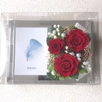 【グランマ様専用】赤い薔薇のミラーフォトフレーム＊プリザーブドフラワー花結婚式誕生日プリザ薔薇プレゼント誕生日バラギフト花器サプライズ 結婚祝い退職祝い卒業祝い リボン ヒューネラル