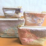 帯から作った小ぶりのポーチ♪優しいベージュ系♪帯リメイク