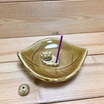 ★葉っぱのお香立てセット★脚付きオリーブ-7-B