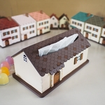 木製ティッシュBOXハウス こげ茶色屋根