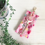 小さなお子様でも安心！ランドセル用リール付きキーケース(キューティーリボンちょうちょ柄 ピンク)