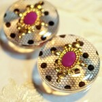 ドットチュールピアス(プラム)