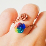 レインボーローズのカッパーワイヤーリング💍