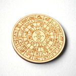 龍体文字フトマニ図風　80mm（特大）ウッドパーツ　ヒノキ