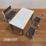 ma-s0-0様専用 テーブル&イス(4脚)ドールハウス  ミニチュア家具                
