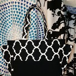 モロッカン柄⭐ポケットたくさん帆布おしゃれ北欧風トートバッグA4収納自立する軽いバッグ