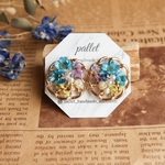 blue flower roundピアス、イヤリング