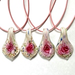 訳あり在庫処分☆水中花の革紐ロングネックレス☆バラ売り