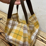 エコバッグ　コンビニタイプ　黄色チェック　ランチバッグ