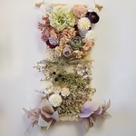 【50×31cm】フェイクグリーンとoriginal引き揃え糸の手織りタペストリー(セージ&シャビー)　　　　フェイクグリーン雑貨　インテリア雑貨　ナチュラル雑貨　シャビー雑貨　アンティーク雑貨