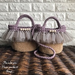 ゼファーカ × チュール 麻ひも かごバッグ〈楕円、パール〉ズパゲッティ バッグ