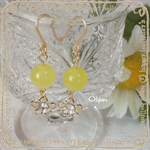 ♯82☆カルセドニー×お花☆天然石ピアス ハンドメイド