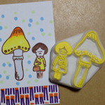 消しゴムはんこ　りんごの王様☆きのこがりはんこ①☆