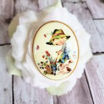 vintage★Holly Hobbieの2WAYブローチ＜boy in the garden＞ゴールド