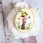 vintage★Holly Hobbieの2WAYブローチ＜boy with bird＞ゴールド