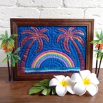 ハワイアンキルト《Happiness comes~Moonbow~ビーチタイプ🌴🌈》フレーム入り  