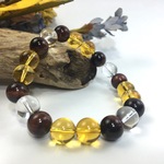 水晶×レッドタイガーアイ×シトリン パワーストーン ブレスレット 10mm 天然石ブレス シンプル 開運　浄化　メンズ・レディース