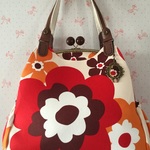 秋色お花のがま口バッグ（L）