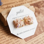 pink flower box ミニピアス、イヤリング