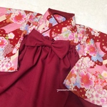 ベビー袴　桜　赤　50-60