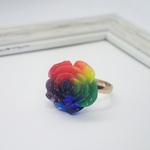 大ぶり🌈レインボーローズのシンプルリング💍