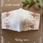🔔レース再、再入荷✨ 再販✨オフホワイト系のリネン生地に上品なお花いっぱい💐花籠レースの夏のマス