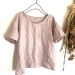 リネン  シンプルTシャツ アンティークモーブ