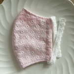 百合子マスク　夏用　大きめサイズ　♡ピンク　ダイヤ小花　刺繍レース♡　レースマスク　マスクカバー　立体マスク　フィルターポケット付　手作り　大人用　ブライダル　ウエディング