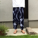 浴衣リメイクサルエルパンツ