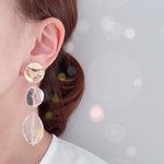 ボルドーカボション×Wフープピアス（イヤリング）