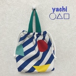 持ち手付き★ビビットなdiagonal stripe巾着◯△□