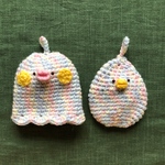 ゆめかわ 鳥のエコたわし＊しずく型ミトン型セット