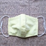 ◆◇送料無料♪夏向き生地薄め♪リップル綿生地♪黄色チェック柄♪大人用マスク♪立体マスク♪小さめ◇◆