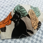 大きめ!!夏向け！黒猫の薔薇マスク♪