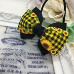 夏が来る♡yellow×black♡ギンガムチェックのトリプルリボンのヘアゴム 