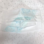 【受注制作】夏マスク★水色薔薇柄ラッセルレースのプリーツマスク　肌側吸湿速乾生地使用