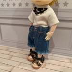 オビツ11  ライトブルーデニムショートパンツ　裾オフカット