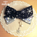 ＊受注制作＊雪降る夜の刺繍リボンバレッタ