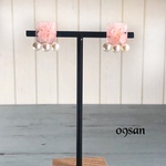 ローズクォーツとパールの樹脂ピアスor樹脂ノンホールピアス 