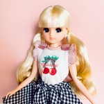 （リカちゃん）さくらんぼトップスとギンガムチェックスカートセット