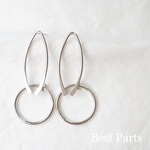 4pcs ピアスパーツ オーバルリング シルバー
