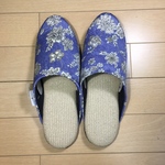 セール商品　花柄プリントブルーソフトスリッパ