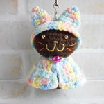 ☆nyan-chappi様　オーダー品☆～てるてる猫さんストラップ【こげ茶猫・パステルマーブル】