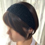 手編みのヘアバンド♡お花モチーフ♡幅約6.5㎝【H03B】