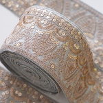 インド刺繍テープ　ライトグレー
