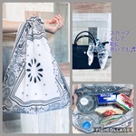 ★再再再再再販★＊バンダナエコバッグ＊ホワイト①＊エコバッグ＊大きめコンビニエコバッグ＊洗えるエコバッグ＊バンダナ柄＊食品と雑貨を分けたい時に便利＊正方形＊