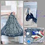 ★再再再再再再再再再販★＊バンダナエコバッグ＊ダーググレー①＊エコバッグ＊大きめコンビニエコバッグ＊洗えるエコバッグ＊バンダナ柄＊食品と雑貨を分けたい時に便利＊正方形＊