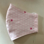 立体マスク☆ゴム紐付き☆和柄☆淡いピンクの青海波マスク